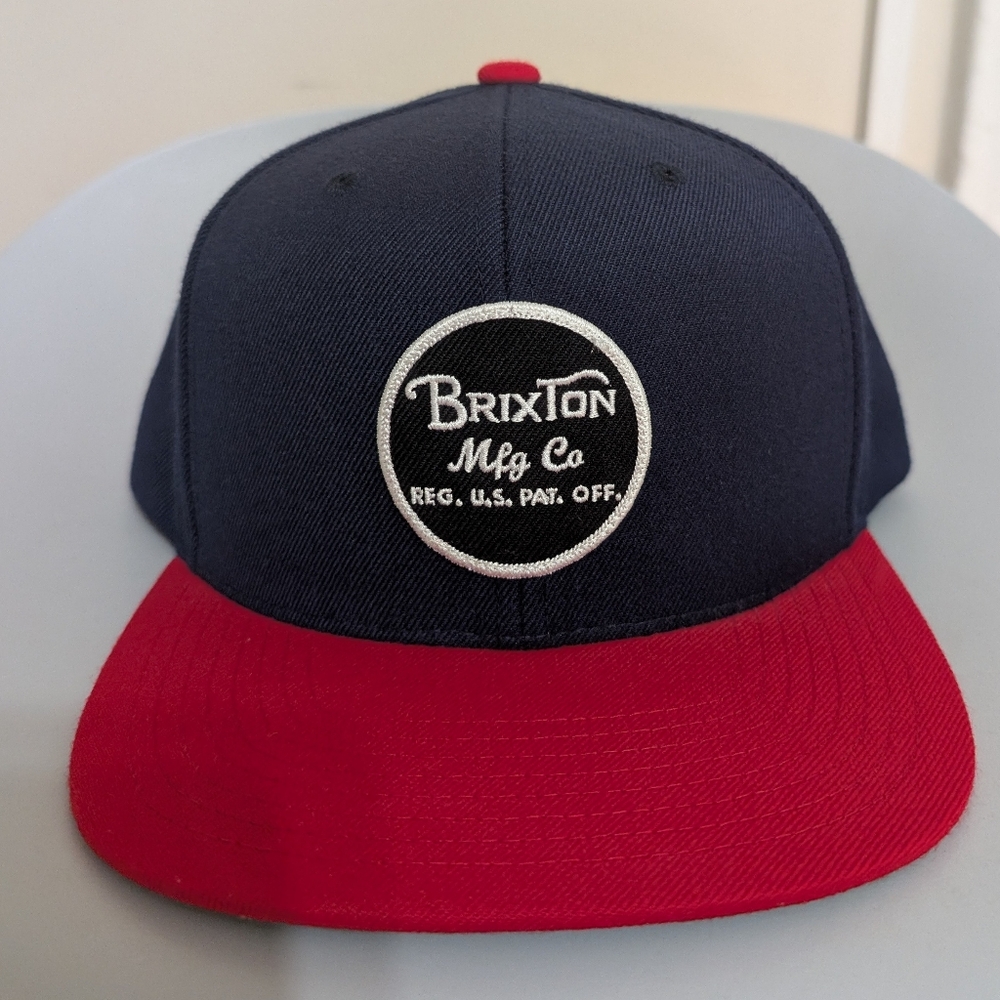 Brixton Mfg Co Snapback Adjustable Cap Hat Truckers Navy Red